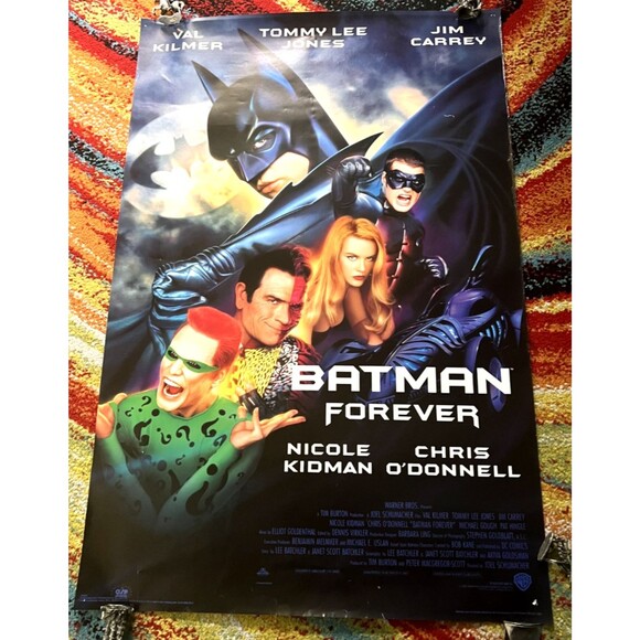 Vtg 1995 Batman Forever Original Movie Poster Art 23 x 35 DC Comics Val Kilmer - Picture 1 of 16